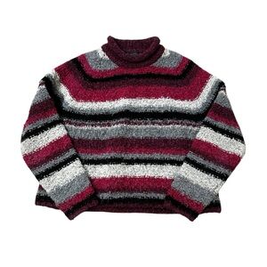Vintage The Limited Rolled Neck Boucle Knit Sweater 90s Y2K Preppy Size Small
